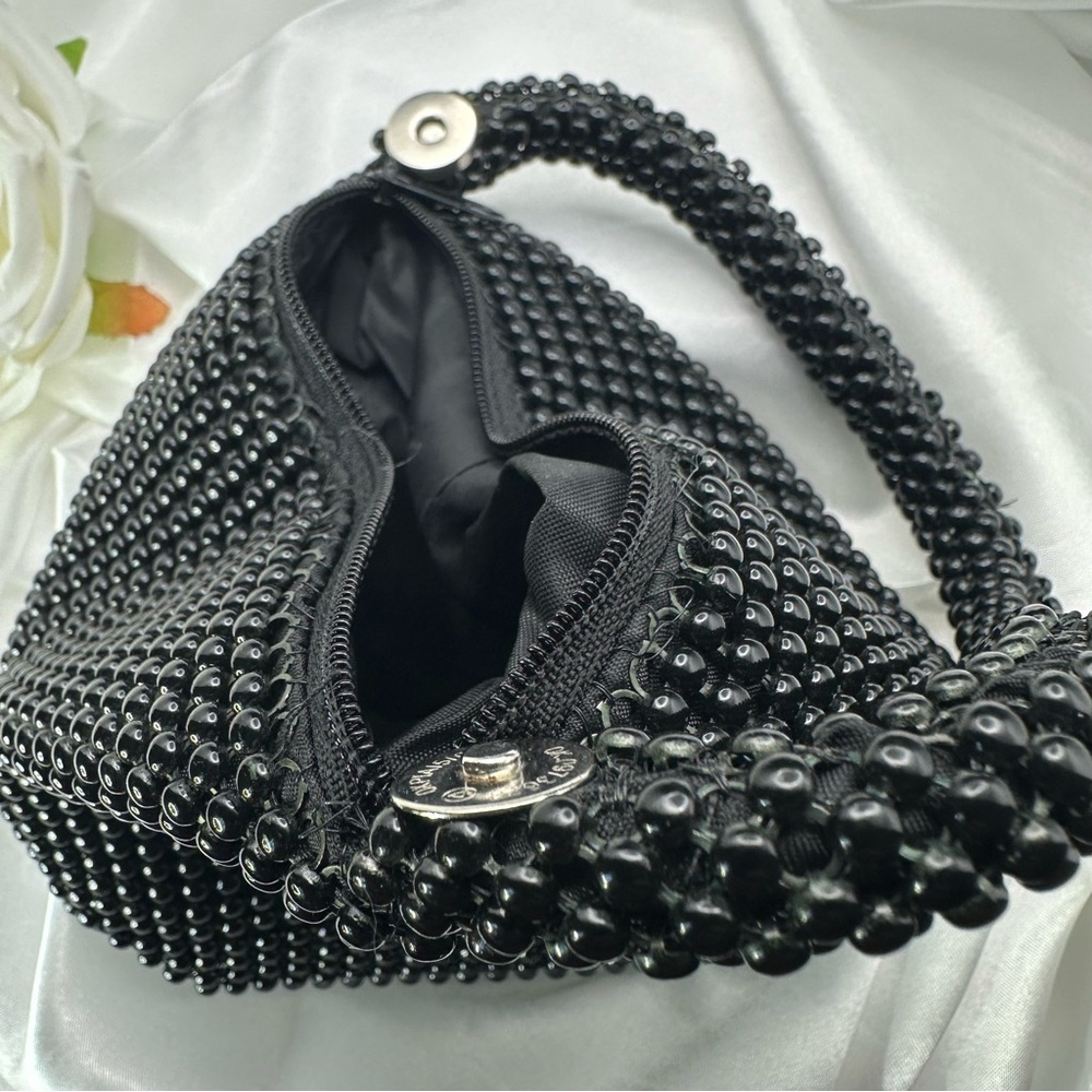 Chic Black Beaded Clutch - Picture 6 of 9